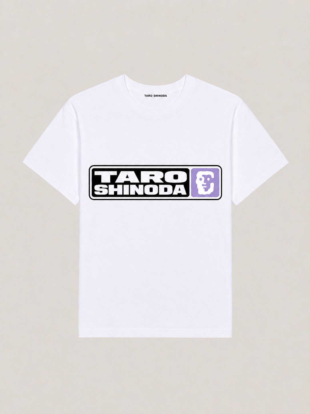 TARO SHINODA Signal Block Violet Graphic T-Shirt, White