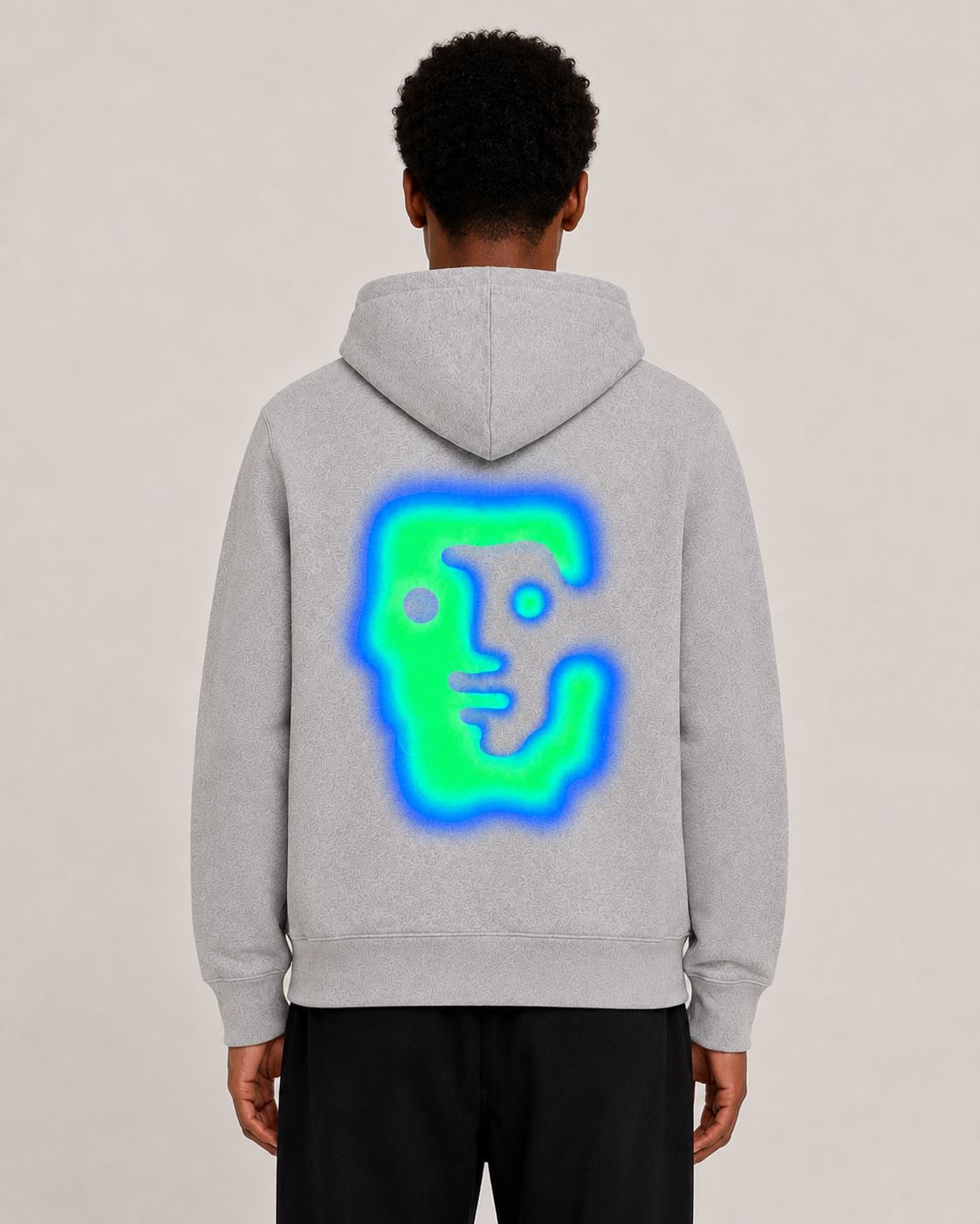 TARO SHINODA Aura Totem Grey Zip-Up Hoodie