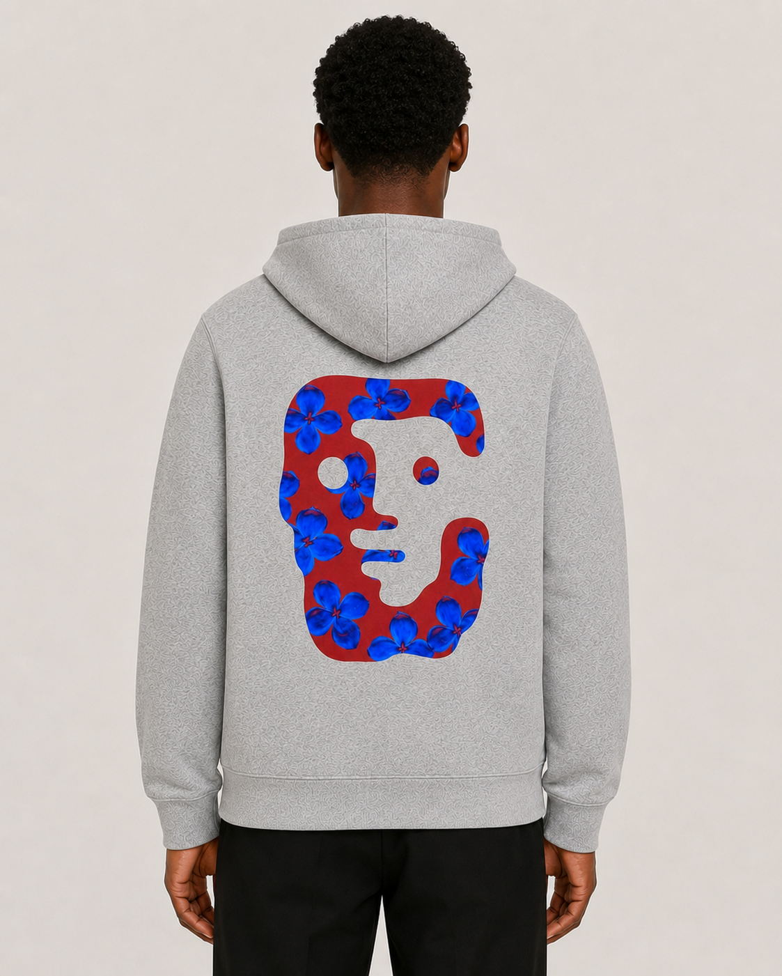 TARO SHINODA Blue Orchid Totem Grey Zip Hoodie