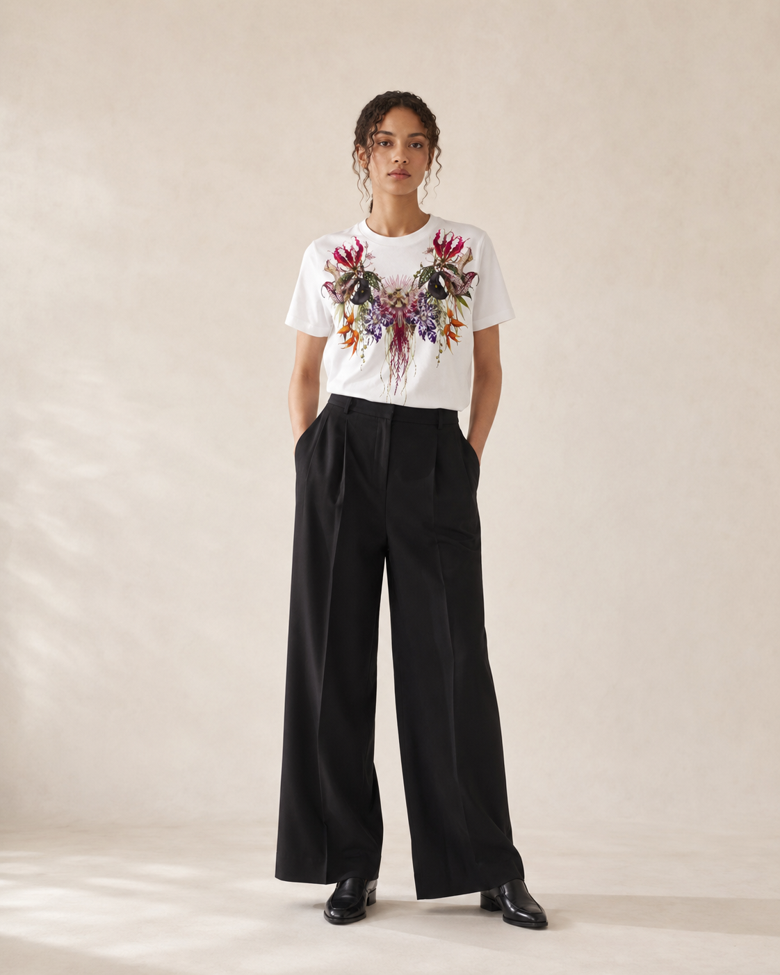 TARO SHINODA Celestial Flora White Graphic T-Shirt