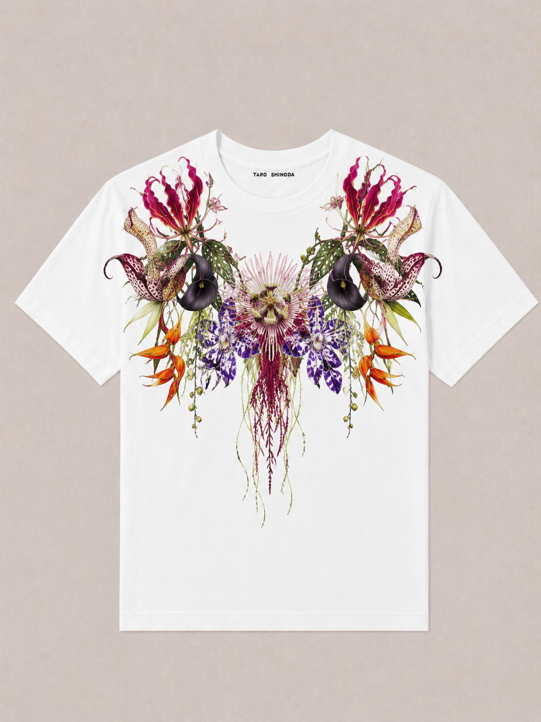 TARO SHINODA Celestial Flora White Graphic T-Shirt