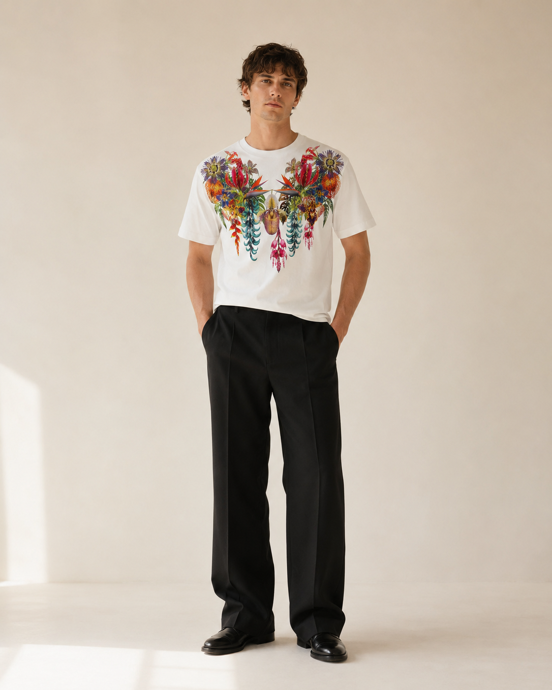 TARO SHINODA Eden Crest White Floral T-Shirt
