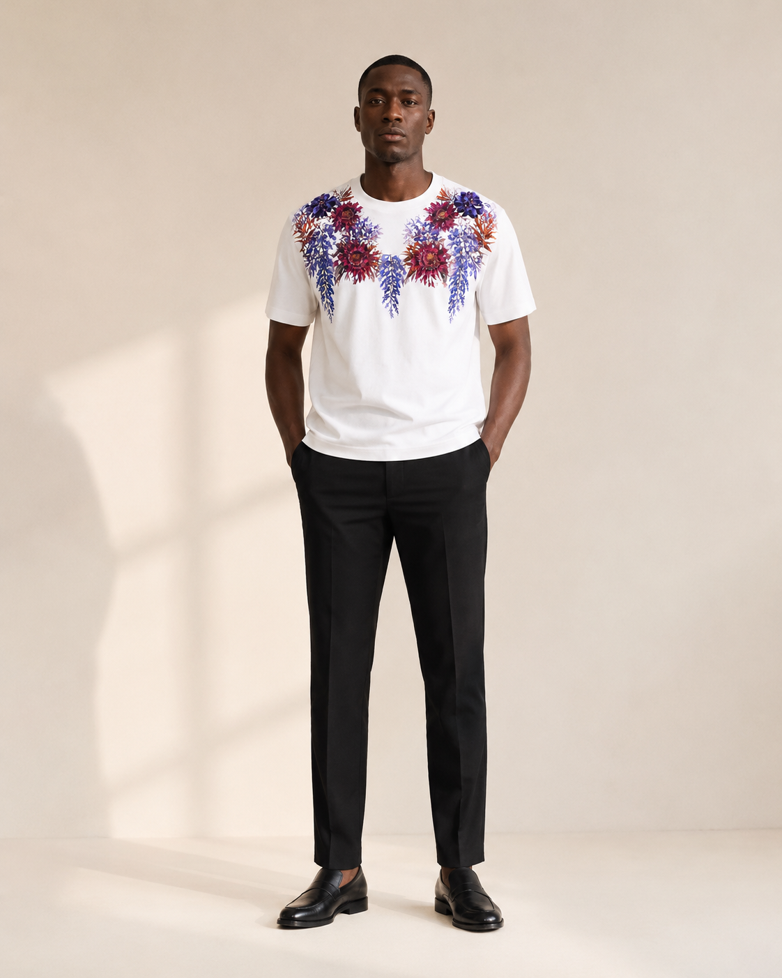 TARO SHINODA Imperial Wisteria White Floral T-Shirt