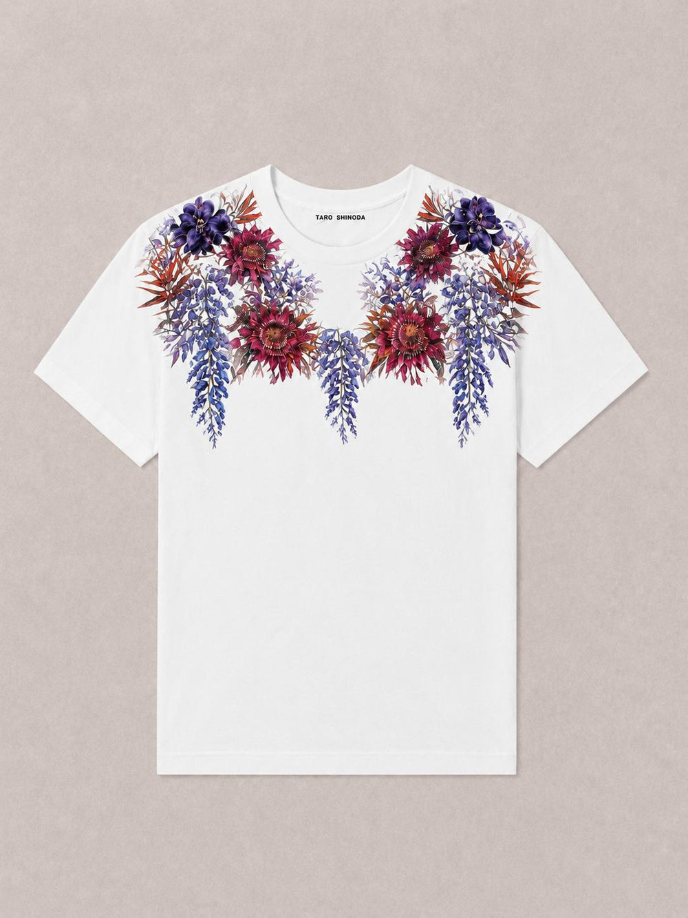 TARO SHINODA Imperial Wisteria White Floral T-Shirt
