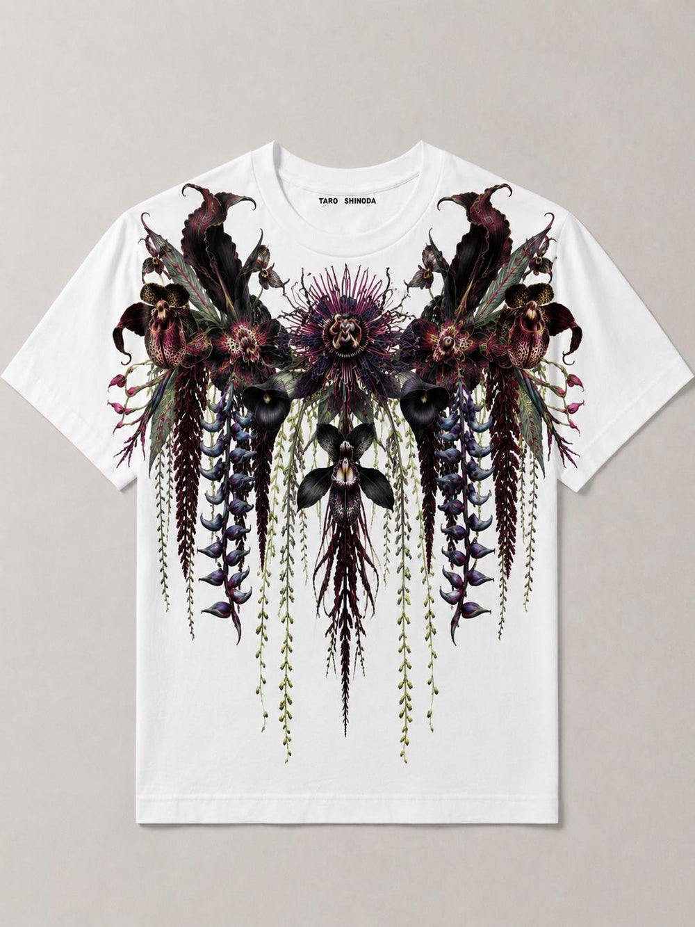 TARO SHINODA Midnight Cascade White Graphic T-Shirt