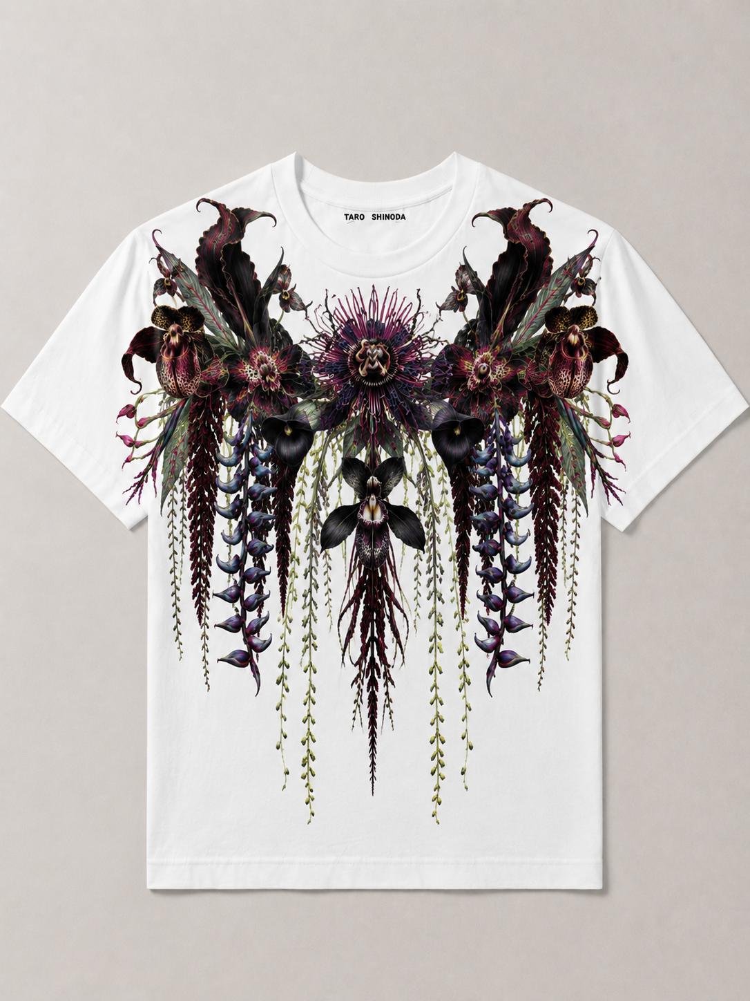TARO SHINODA Midnight Cascade White Graphic T-Shirt