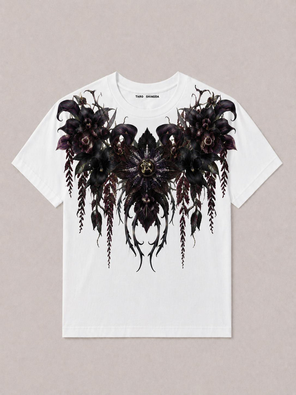 TARO SHINODA Obsidian Garden White Graphic T-Shirt