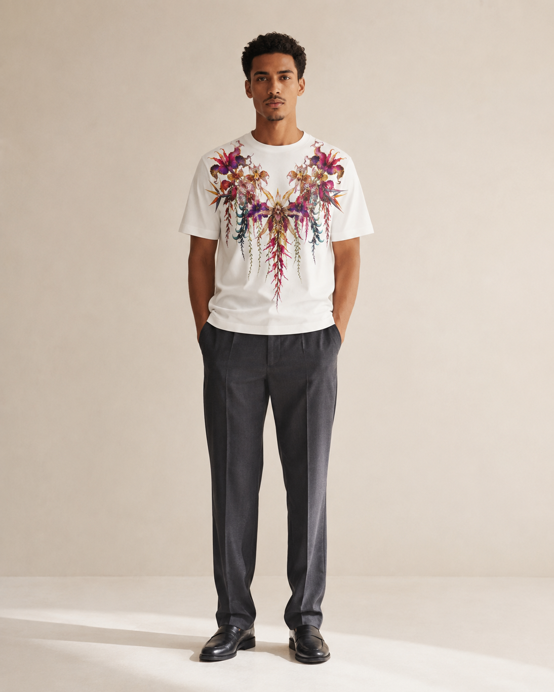 TARO SHINODA Orchid Seraph White Graphic T-Shirt