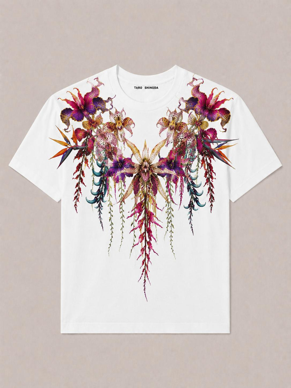 TARO SHINODA Orchid Seraph White Graphic T-Shirt