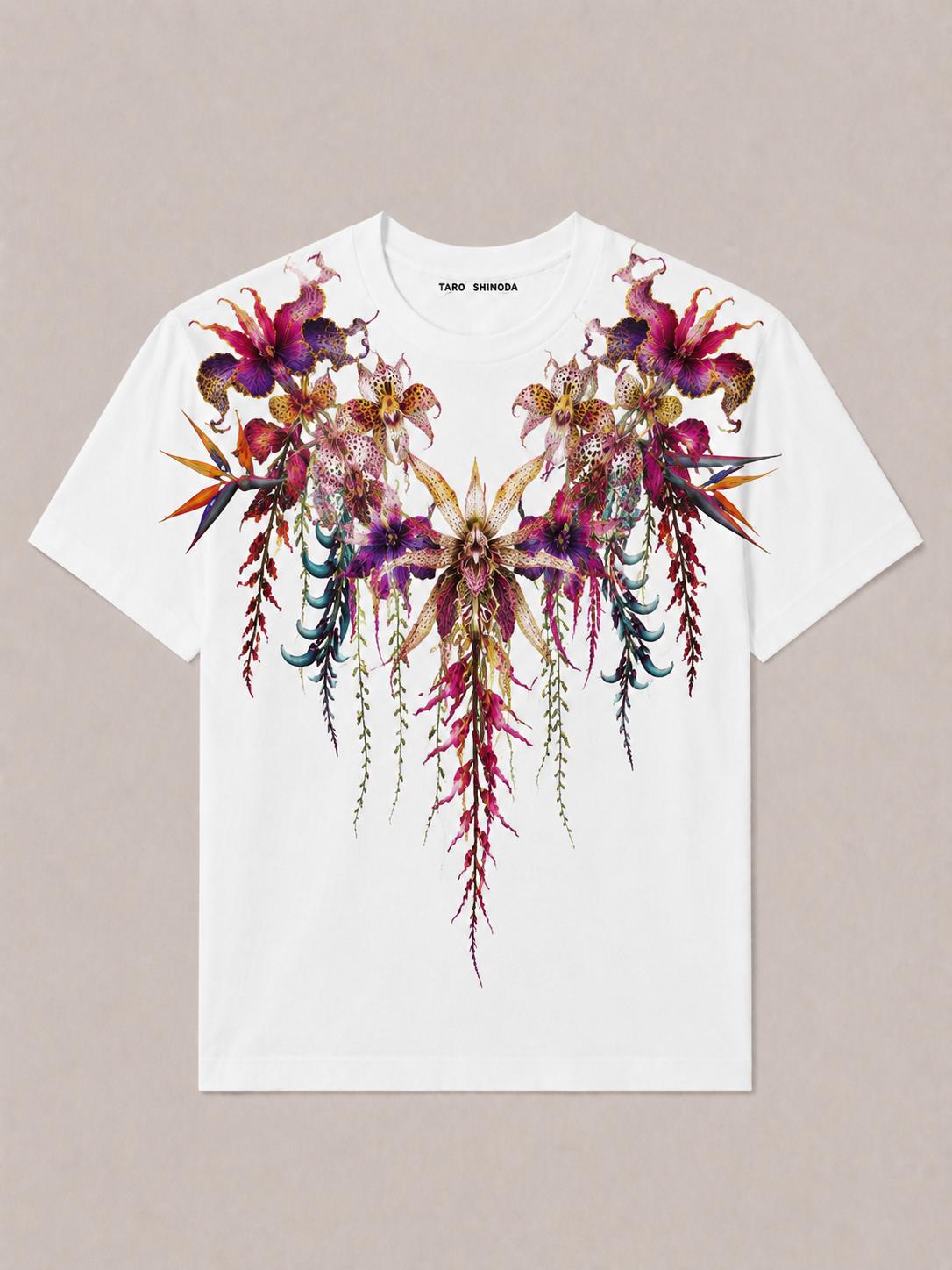 TARO SHINODA Orchid Seraph White Graphic T-Shirt