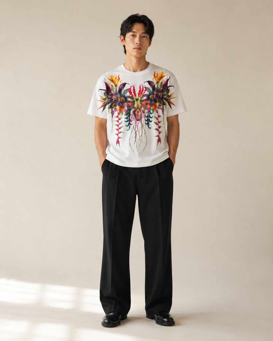 TARO SHINODA Paradise Bloom White Floral T-Shirt