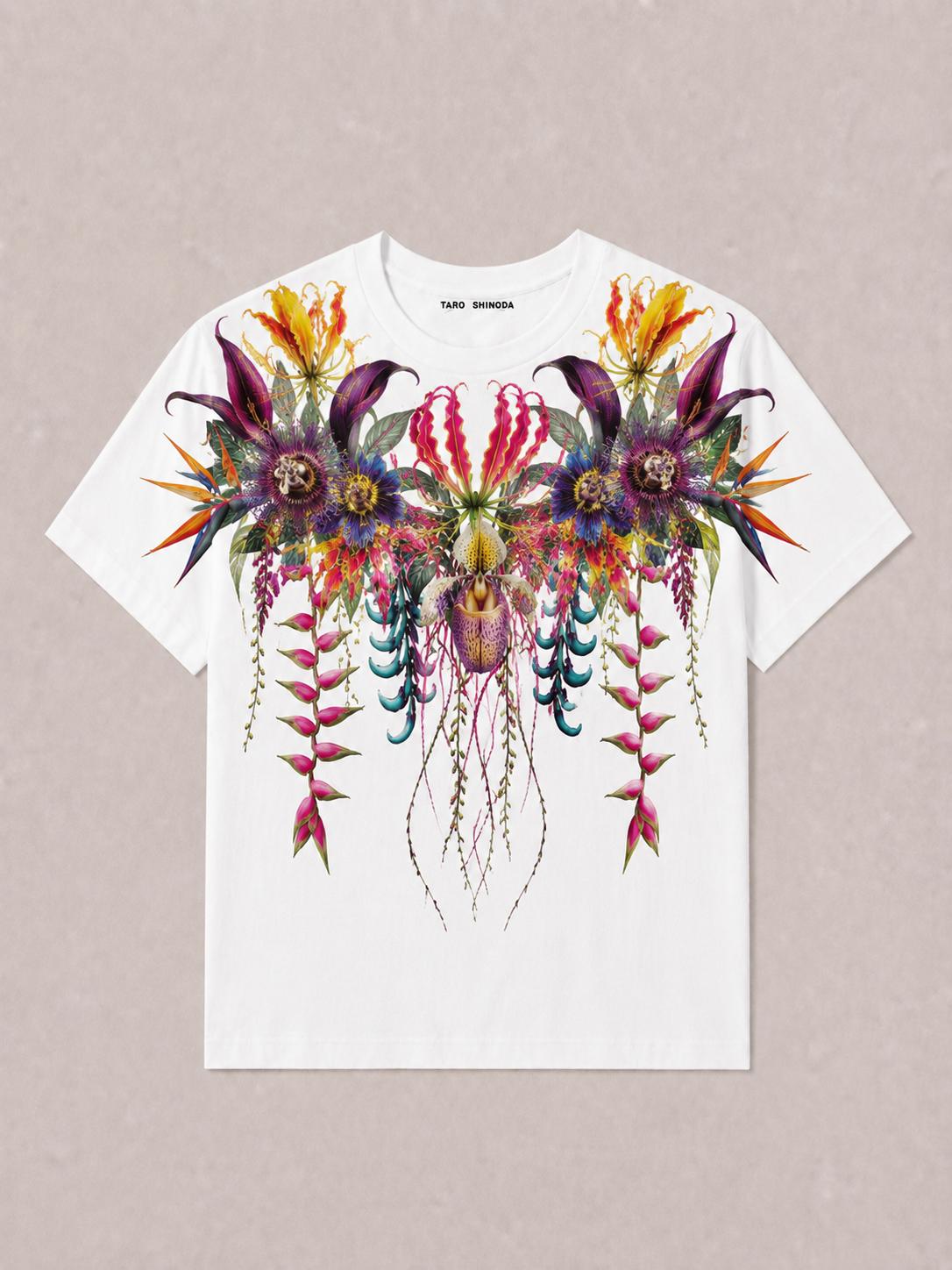 TARO SHINODA Paradise Bloom White Floral T-Shirt