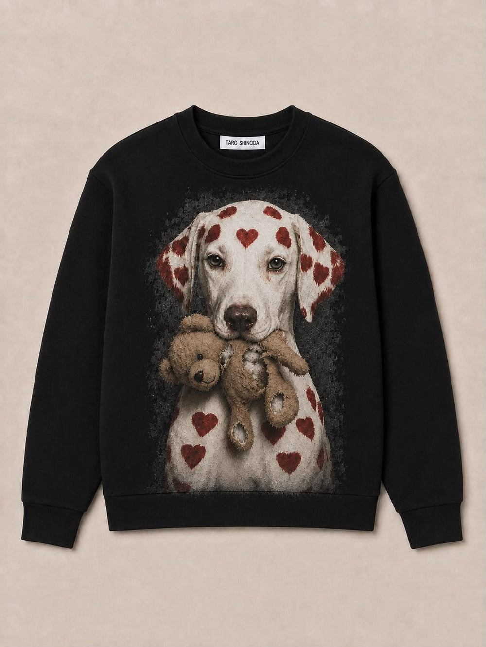 TARO SHINODA Heartbound Companion Black Dog Graphic Sweatshirt