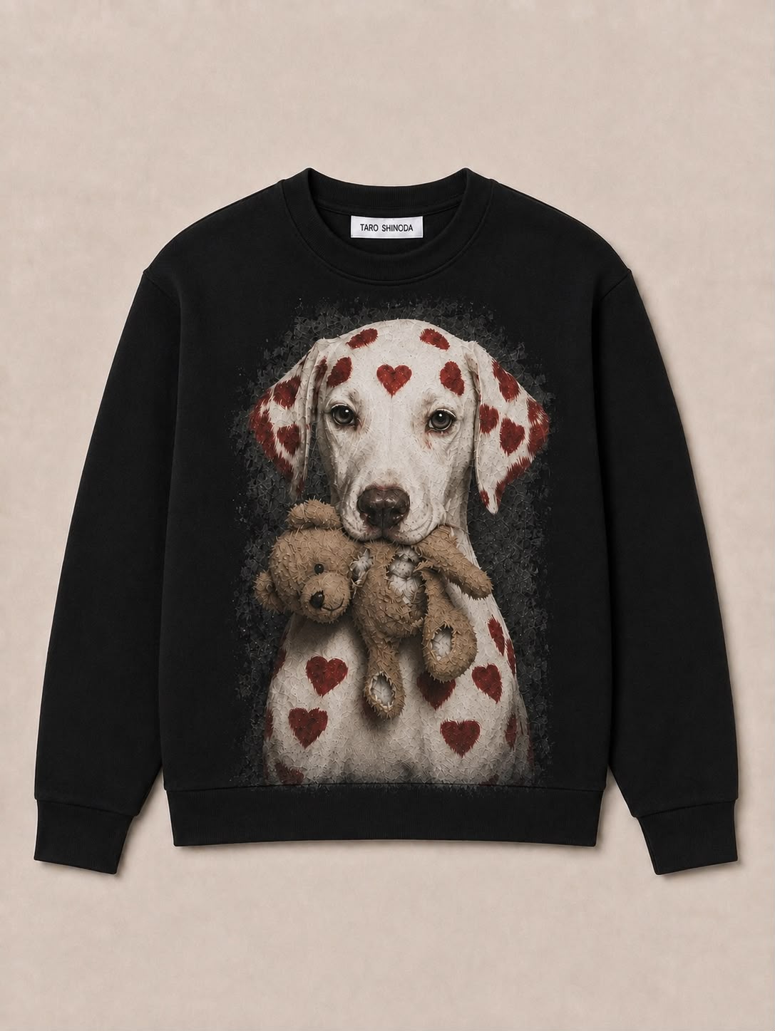 TARO SHINODA Heartbound Companion Black Dog Graphic Sweatshirt