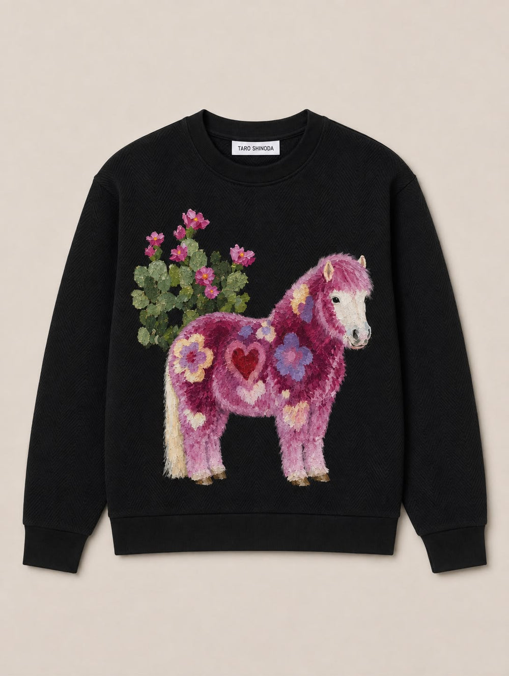 TARO SHINODA Fleur Pony Black Horse Graphic Sweatshirt