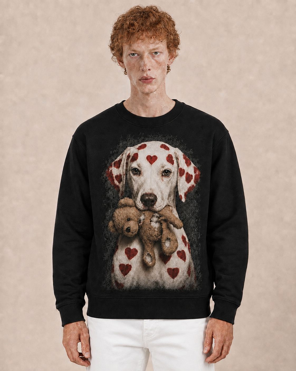 TARO SHINODA Heartbound Companion Black Dog Graphic Sweatshirt