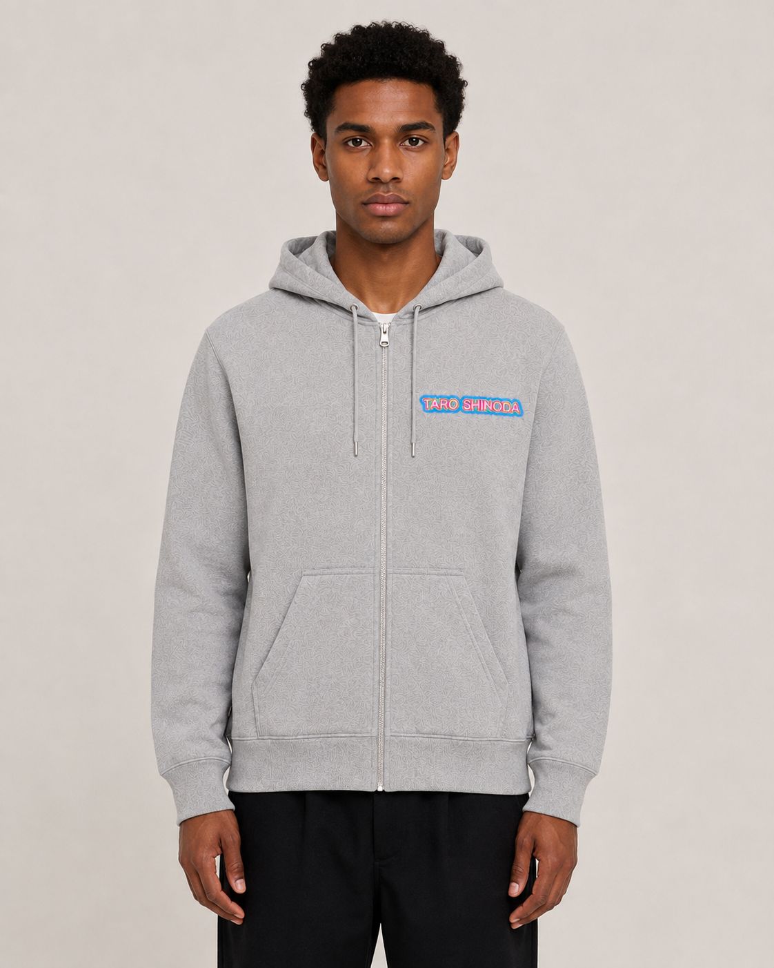 TARO SHINODA Chromatic Totem Grey Zip Hoodie