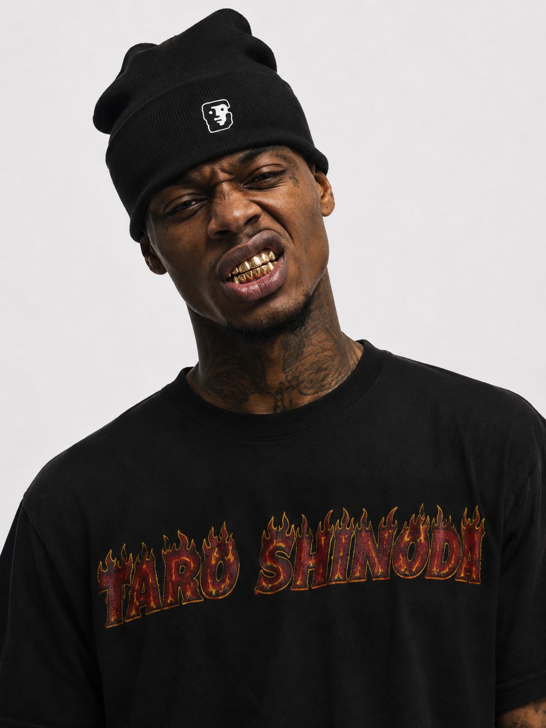 TARO SHINODA Inferno Logo Black Graphic T-Shirt
